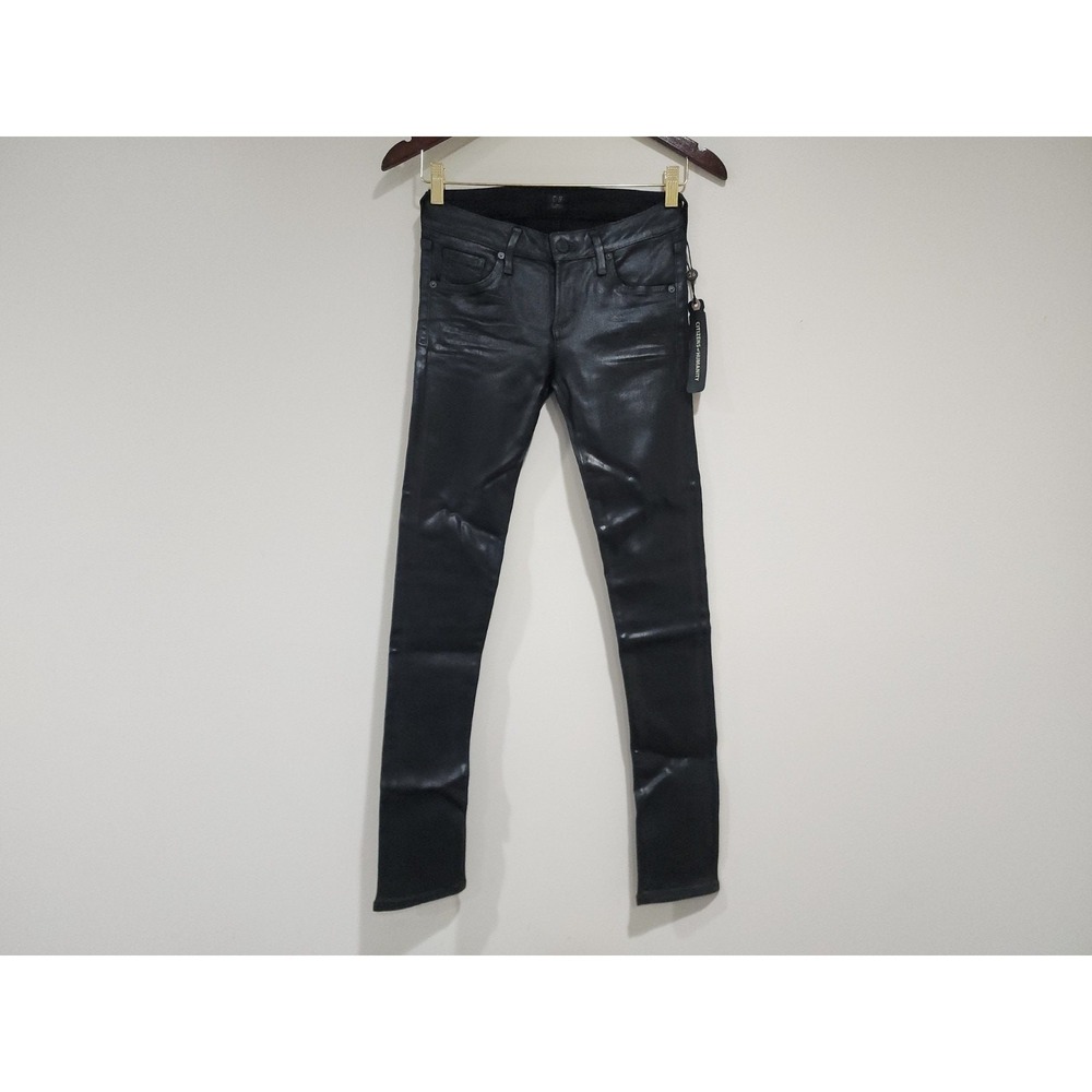 Citizens of Humanity Racer Low Rise Skinny Jeans Womens 26 Black Leatherette